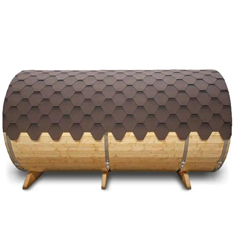 3.6m Ø 220 cm Badstutønne for 6 Pers. med utvendige sitteplasser 